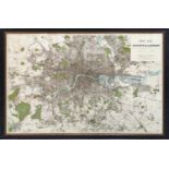 AFTER EDWARD STANFORD, 'Stanfords New Map of the County of London', giclee, 107cm x 155cm, framed.