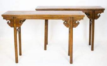 ALTAR TABLES, 84cm H x 131cm W x 35cm D, a pair, Chinese elm. (2)