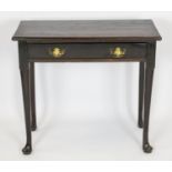 HALL TABLE, 71cm H x 79cm W x 37cm D, George III red walnut with shallow frieze drawer.