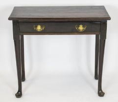 HALL TABLE, 71cm H x 79cm W x 37cm D, George III red walnut with shallow frieze drawer.