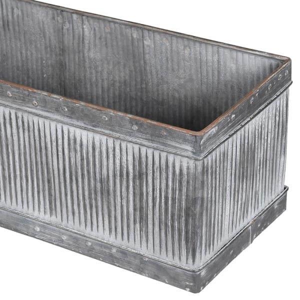 TROUGH PLANTERS, a pair, 20cm high, 90cm long, 20cm deep, galvanised metal. (2) - Image 4 of 4