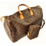 LOUIS VUITTON VINTAGE SPEEDY BAG, monogram coated canvas with leather trims and two top handles,