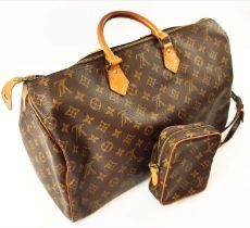 LOUIS VUITTON VINTAGE SPEEDY BAG, monogram coated canvas with leather trims and two top handles,