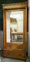 ARMOIRE, 212cm H x 97cm W x 51cm D, late 19th century French pitch pine with mirrored door,