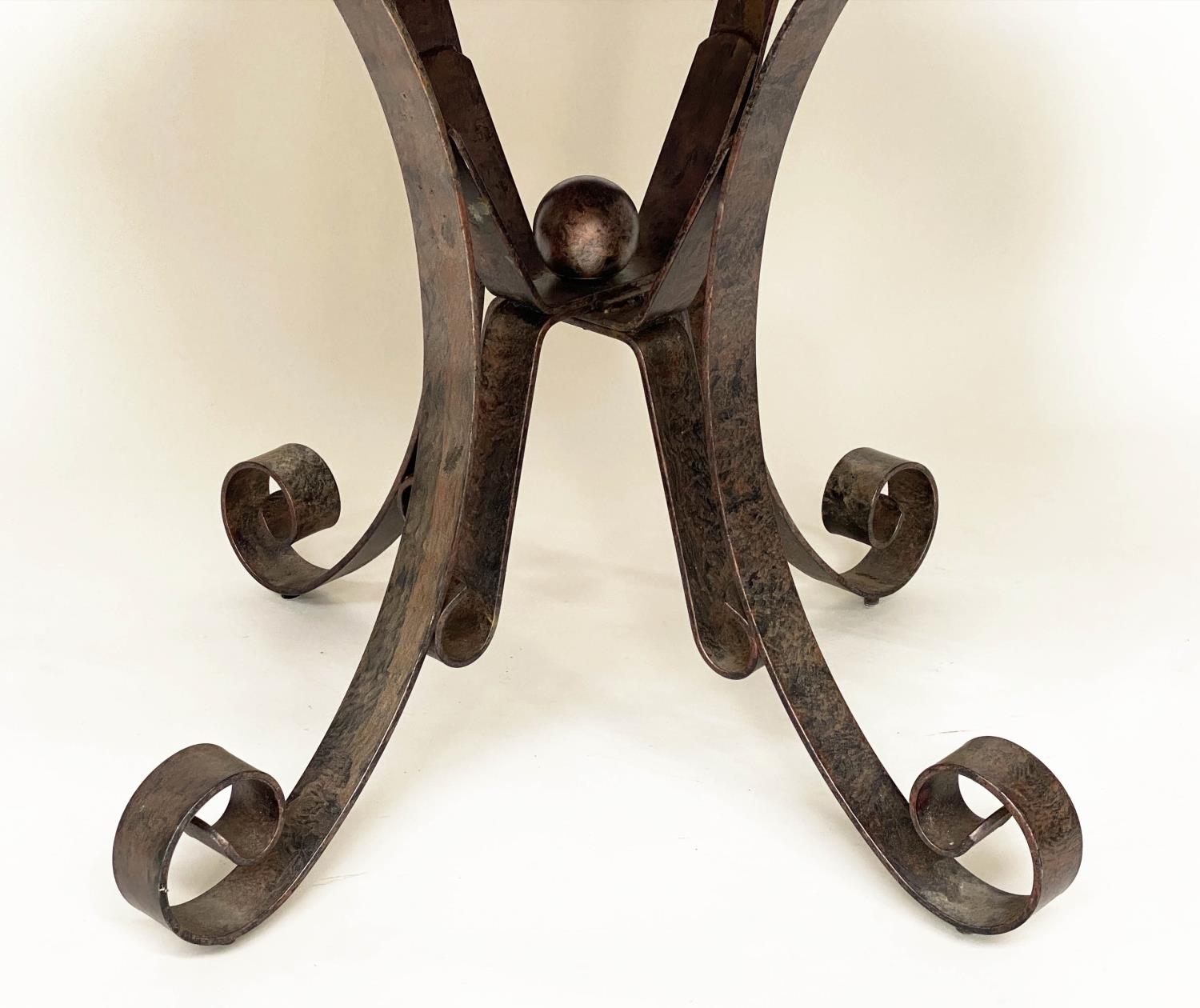MARBLE CENTRE TABLE, octagonal Italian Arabescato marble top, raised upon wrought iron scrollwork - Image 5 of 6