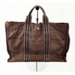 HERMÈS VINTAGE FOURRE TOUT UNISEX TOTE BAG, canvas with snap closure, silver tone hardware, with