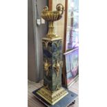 URN ON STAND, marble and gilt metal, 133cm H.