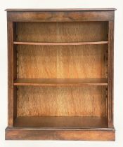 OPEN BOOKCASE, Victorian style floor standing burr walnut with two adjustable shelves, 84cm x
