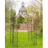 ARCHITECTURAL GARDEN PERGOLA, 325cm H x 200cm diam., Regency style, aged finish, crown pediment.