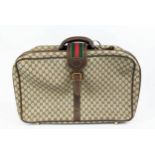 GUCCI VINTAGE SUITCASE, buckle closure with iconic green and red web detailing, leather top