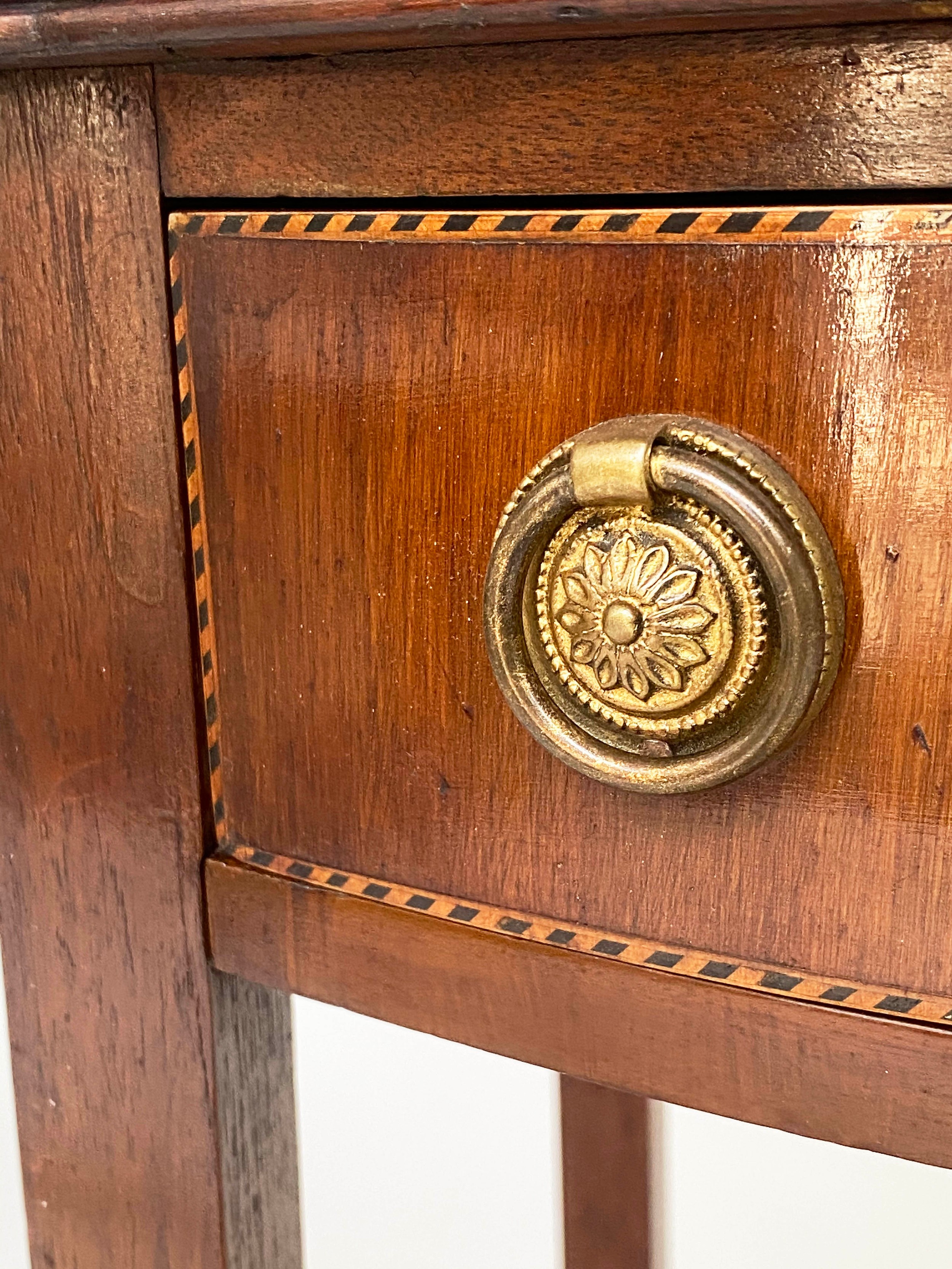 BEDSIDE/LAMP TABLES, a pair, George III design flame mahogany and crossbanded each with drawer and - Image 4 of 9