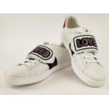 GUCCI TRAINERS, with 'Loved' imprinted on removable strap, with box, size 39 1/2.