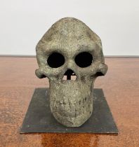 BENIN BRONZE SKULL, Nigerian. 23cm H