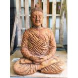 SEATED BUDDAH, aged composite stone, 82cm H, approx.