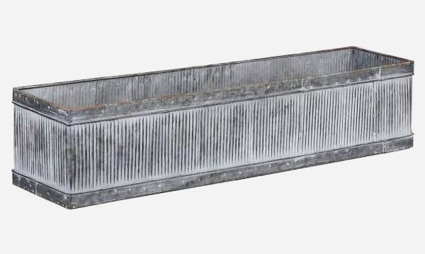 TROUGH PLANTERS, a pair, 20cm high, 90cm long, 20cm deep, galvanised metal. (2) - Image 3 of 4