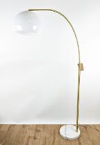 FLOOR LAMP, 1960's Italian style design, perspex shade, gilt metal, stone base, 164.5cm H.