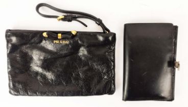 PRADA VINTAGE WRISTLET CLUTCH, with bow front detail, gold tone hardware, top zip closure,