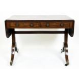SOFA TABLE, Regency mahogany circa 1825, with two drawers and brass castors, 72cm x h x 68cm W x