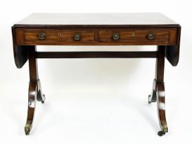 SOFA TABLE, Regency mahogany circa 1825, with two drawers and brass castors, 72cm x h x 68cm W x