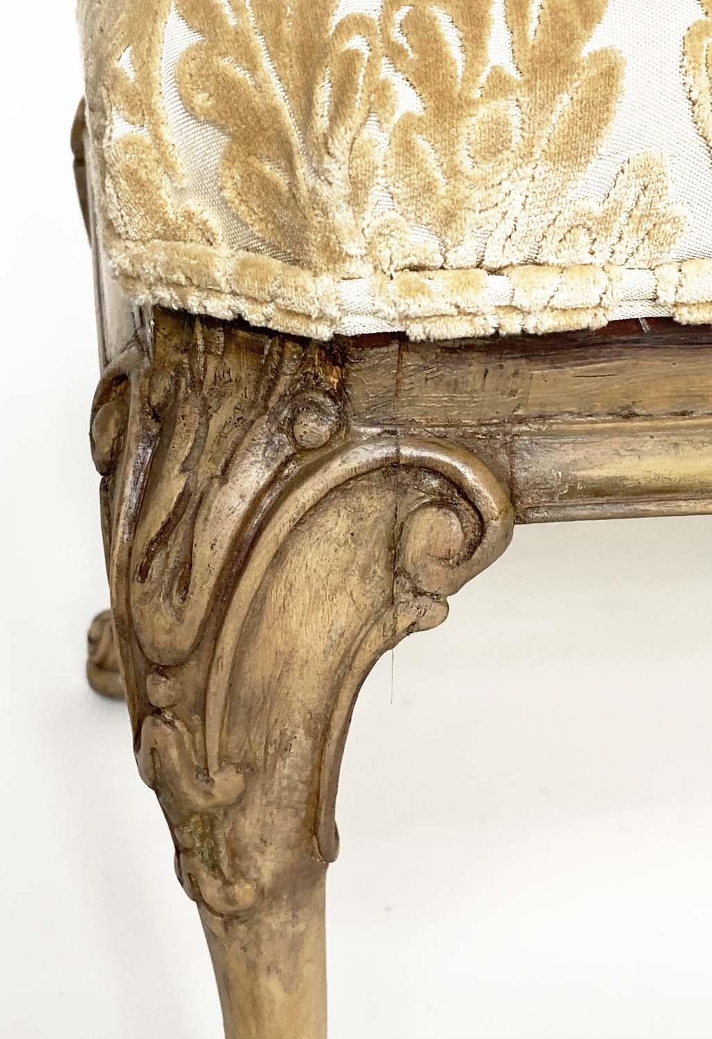 WINDOW SEAT, 18th century style walnut with brocade upholstery and cabriole supports, 98cm W x - Image 7 of 10