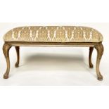 WINDOW SEAT, 18th century style walnut with brocade upholstery and cabriole supports, 98cm W x