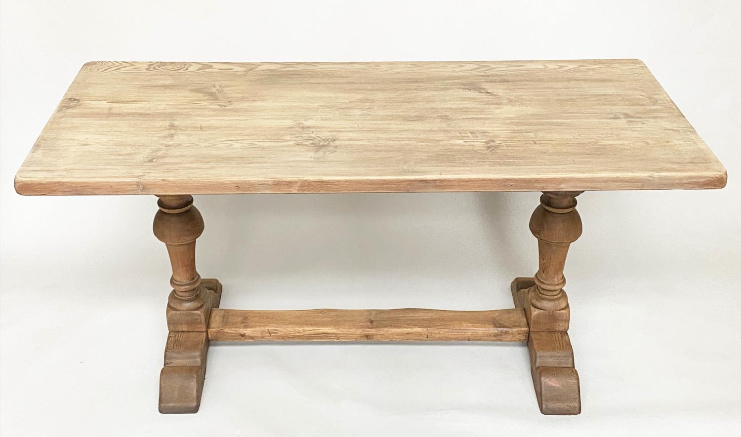 REFECTORY TABLE, 17th century style pine, rectangular with cup and cover supports, 165cm H x 71cm - Image 4 of 10