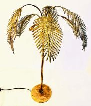 MAISON JANSEN STYLE TABLE LAMP, palm tree design, gilt metal, 80cm high, 48cm diam.