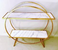 COCKTAIL BAR, 102cm high, 88cm wide, 29cm deep, 1960s French style, two-tier form with marble