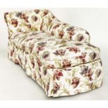 CHAISE, Country House style floral print linen cotton union with tapering supports with castors