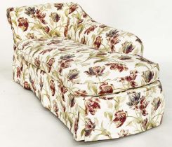 CHAISE, Country House style floral print linen cotton union with tapering supports with castors