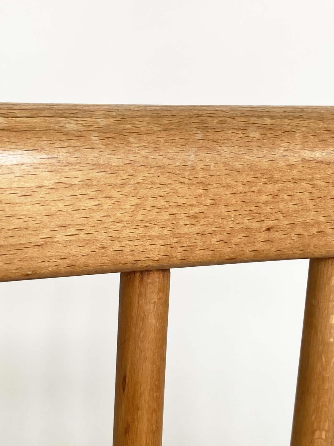 'ERCOL' HALL BENCH, 1970s beech and elm with slightly arched spindle-back attributed to 'Ercol', - Image 7 of 9