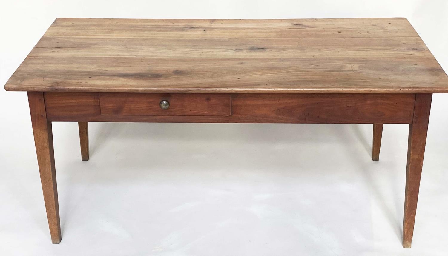 FARMHOUSE TABLE, 19th century French cherrywood with planked top opposing frieze drawers and - Image 10 of 10