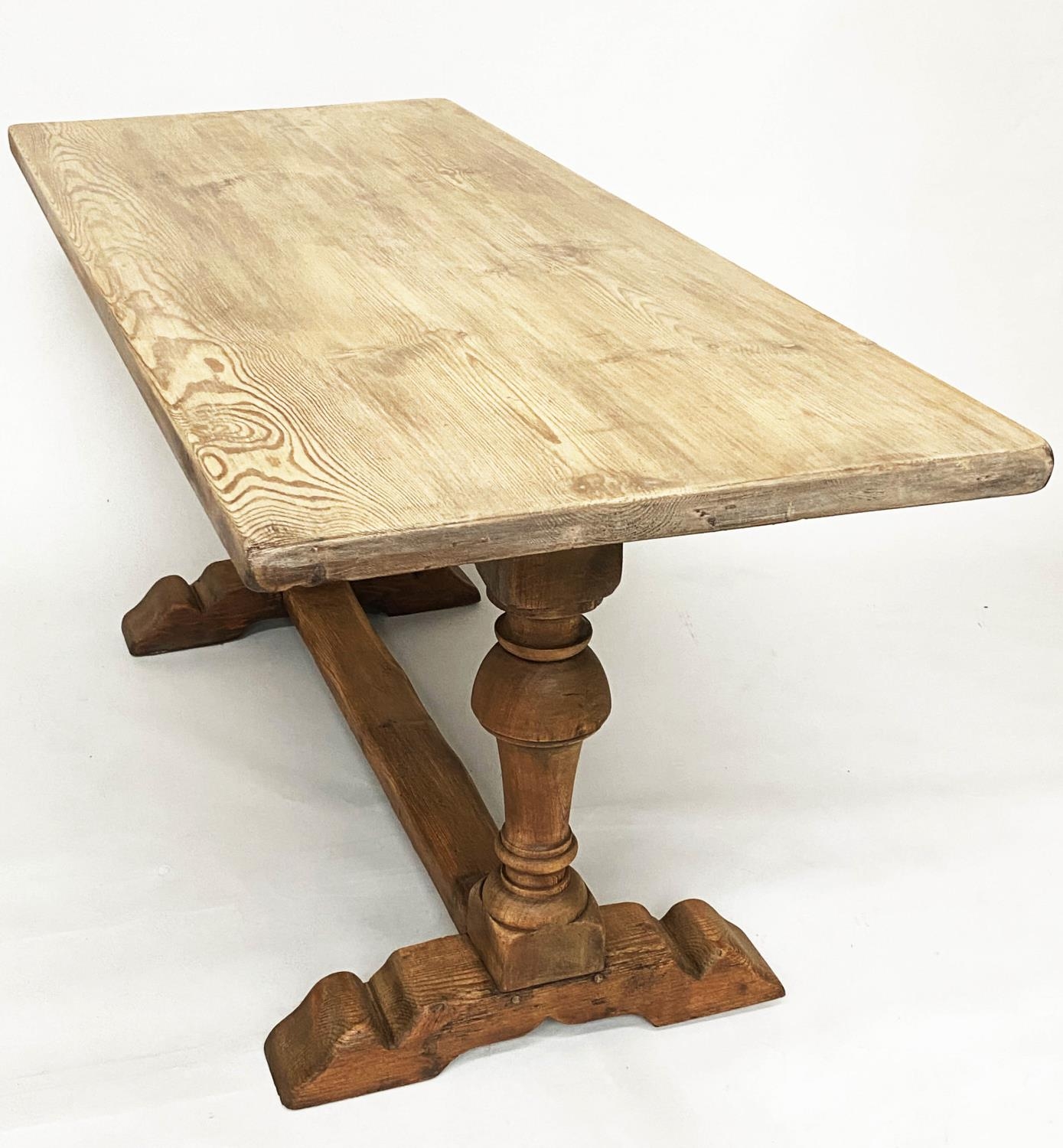 REFECTORY TABLE, 17th century style pine, rectangular with cup and cover supports, 165cm H x 71cm - Image 2 of 10