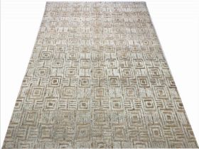 CONTEMPORARY ART DECO DESIGN JUTE AND BAMBOO SILK CARPET, 331cm x 242cm.