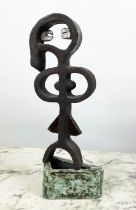 ILDIKO DE BALAS (Hungarian b.1931-2016) Studio Pottery abstract sculpture, signed Balas 69, 37cm H.