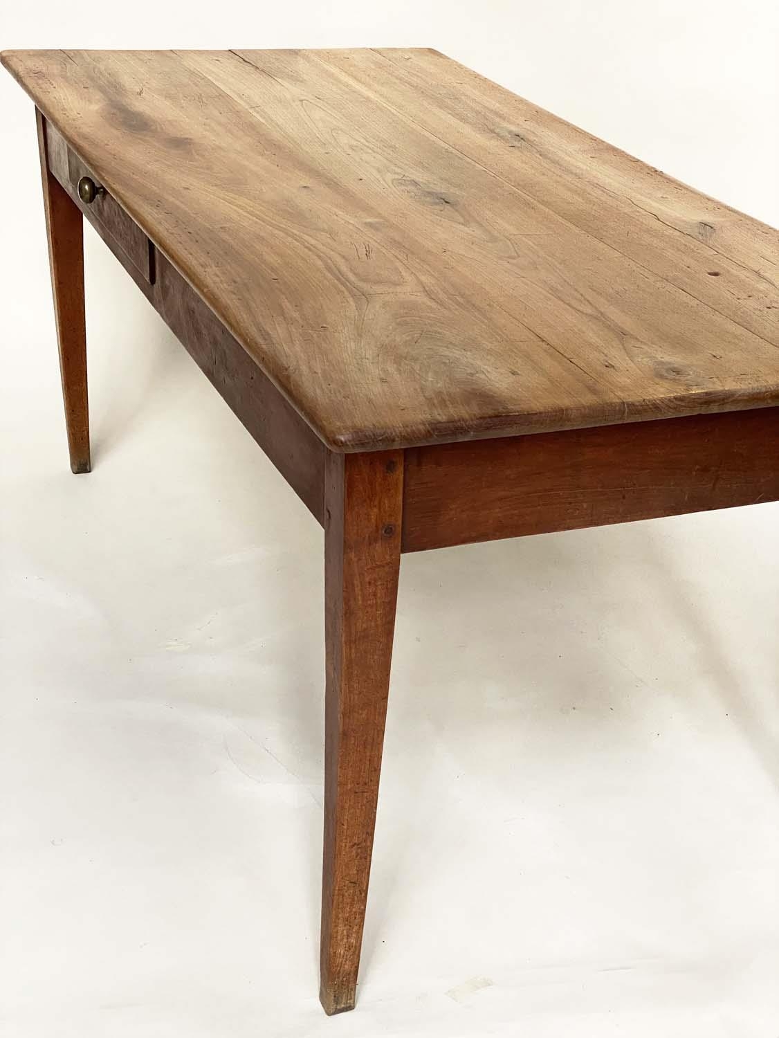 FARMHOUSE TABLE, 19th century French cherrywood with planked top opposing frieze drawers and - Image 6 of 10