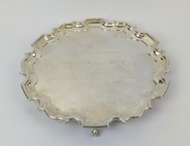 GEORGE II STYLE SILVER SALVER, Sheffield 1997, Carrs of Sheffield, with a presentation