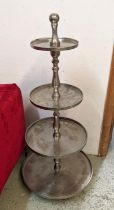 PATISSERIE STAND, four tier, polished metal, 122cm H.