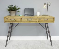 DESK, 120cm x 40cm x 76cm, industrial inspired design, with three drawers.