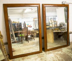 WALL MIRRORS, 150cm x 100cm, a pair, 20th century walnut and ebonised. (2)