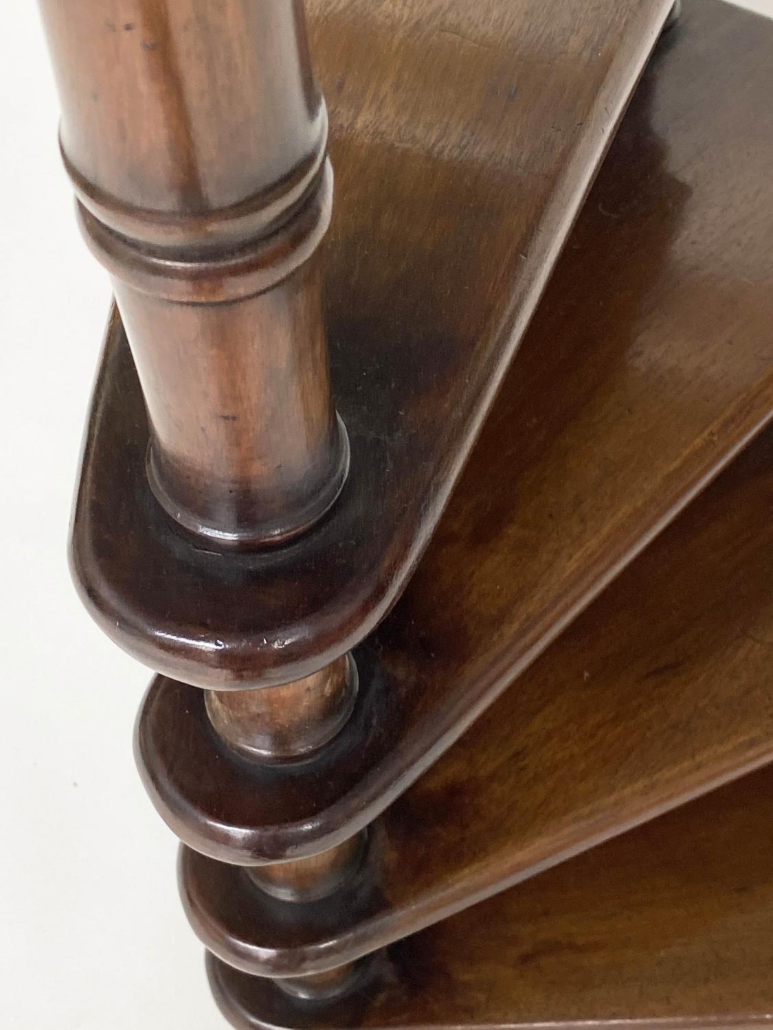 LIBRARY STEPS, a set, Georgian style mahogany with four spiral steps and pole, 114cm H. - Image 3 of 9