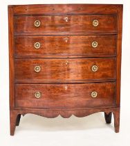HALL CHEST, Regency flame mahogany and crossbanded of adapted shallow proportions with inlaid frieze