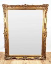 WALL MIRROR, continental style gilt frame, bevelled plate, 114cm x 144cm.