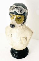 STIRLING MUTTS, 50cm H x 25cm W x 21cm, polychrome finished resin bust.