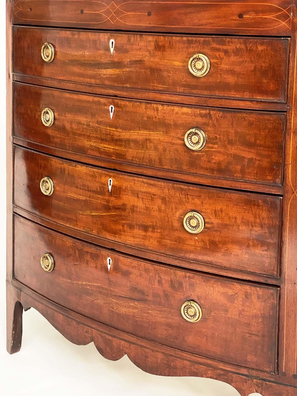 HALL CHEST, Regency flame mahogany and crossbanded of adapted shallow proportions with inlaid frieze - Image 3 of 10