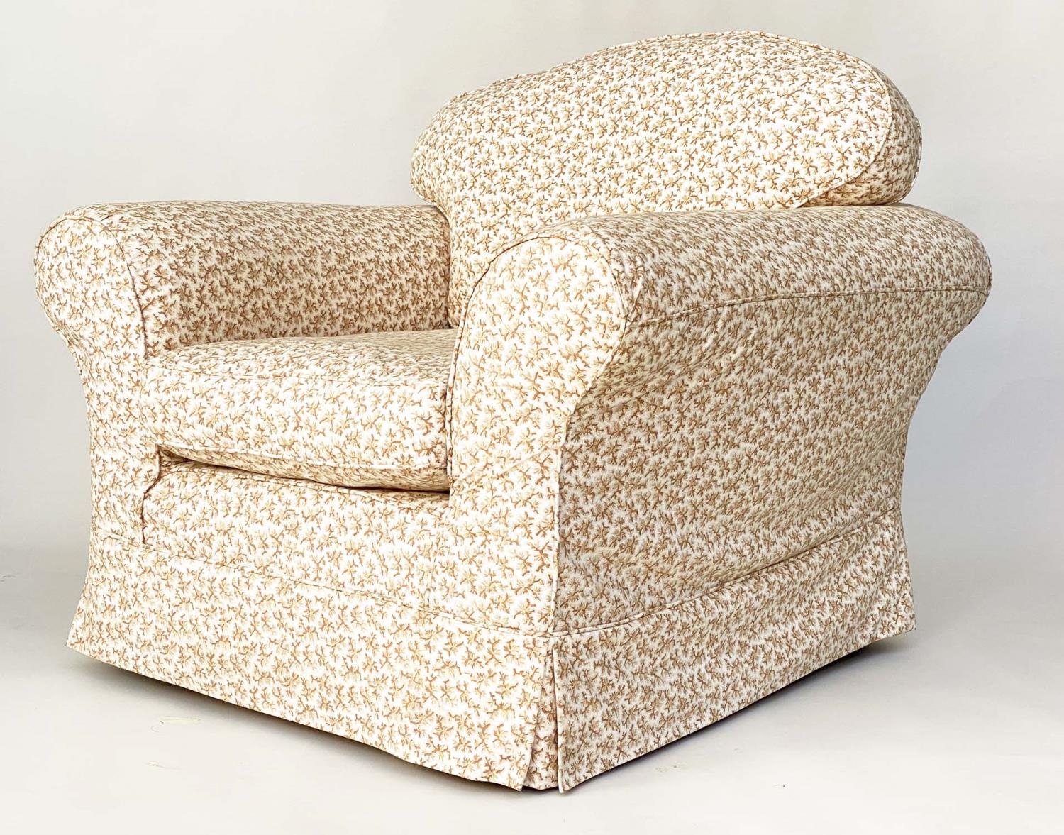 ARMCHAIRS, a pair, Country House style with Colefax seaweed print loose covers with arched back - Image 6 of 6