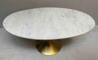 LOW TABLE, 44cm H x 100cm W x 56cm D, 1970s Italian style, marble top, gilt metal base.