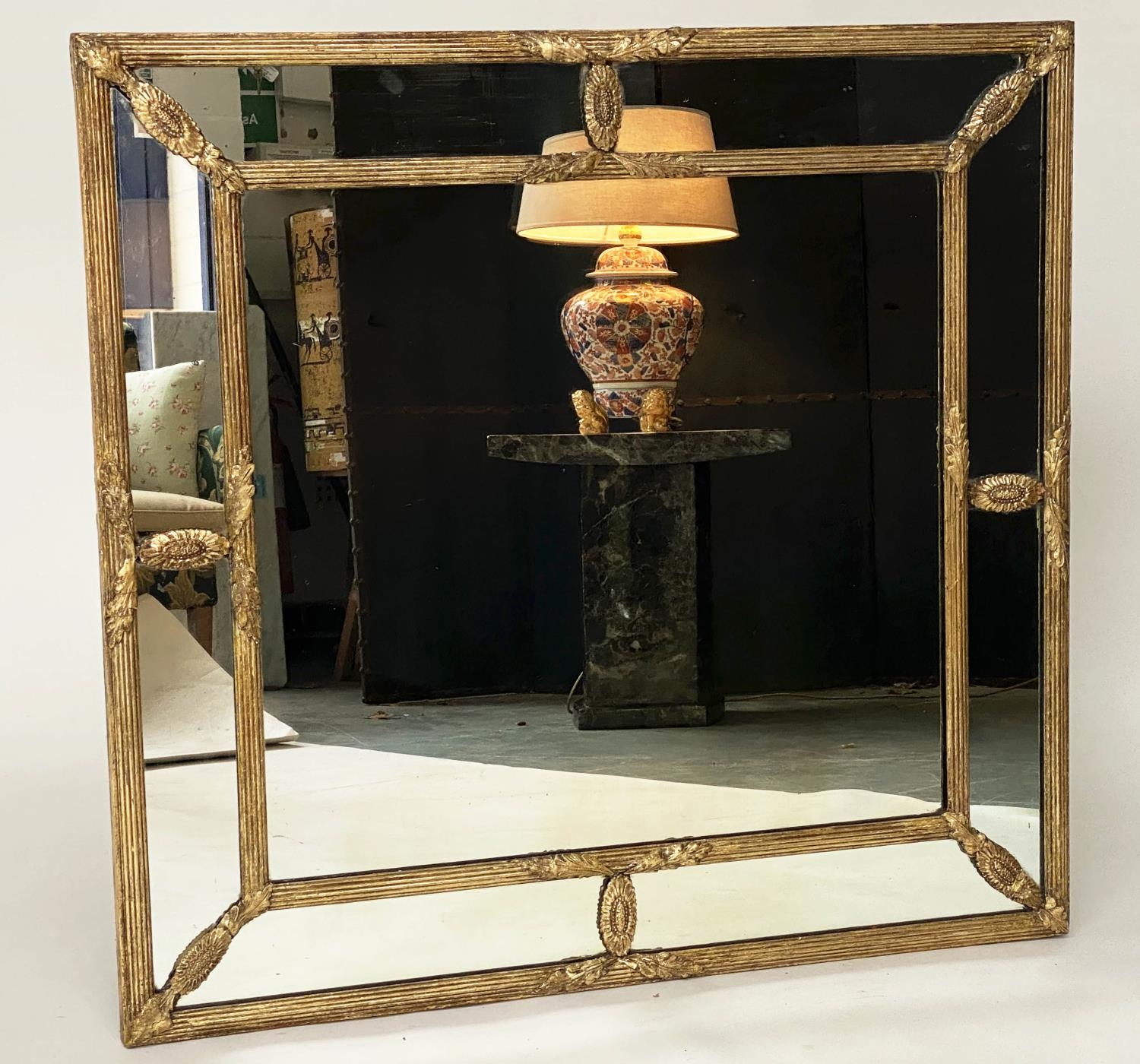 WALL MIRROR, early 20th century Regency style giltwood and gesso rectangular with reeded frame and