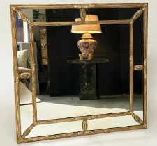 WALL MIRROR, early 20th century Regency style giltwood and gesso rectangular with reeded frame and