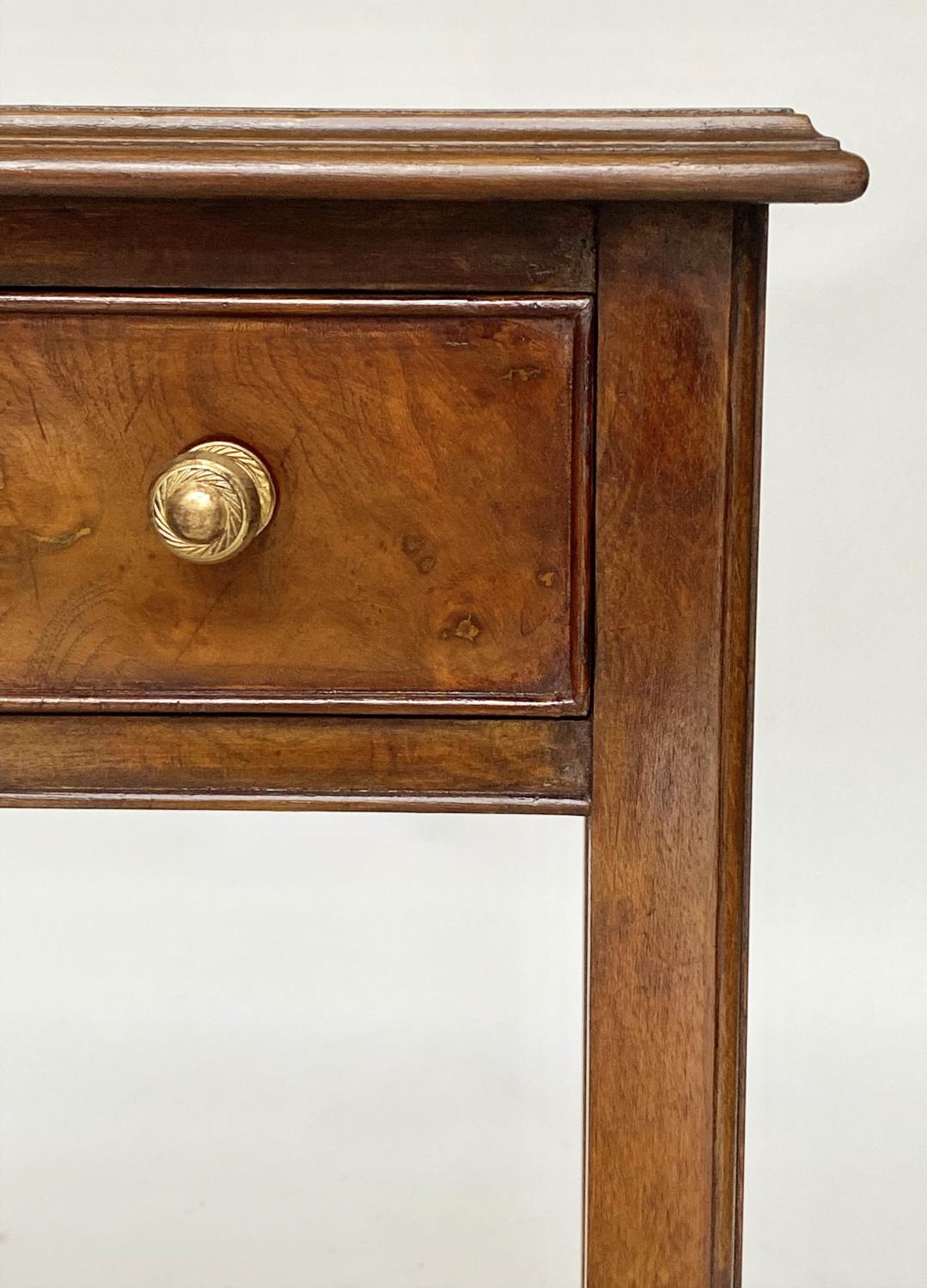 HALL TABLE, George III design burr walnut and crossbanded with four frieze drawers and inner - Image 10 of 11